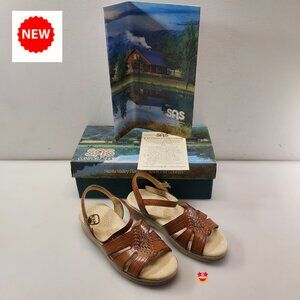 SAS SHOES HUARACHE Genuine leather Adjustable OPEN TOE SANDALS ANTIQUE TAN NIB🤩